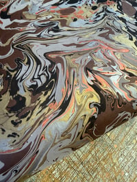 Image 5 of One-of-a-kind hand marbled paper  - Lace Agate on Brown