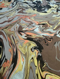 Image 2 of One-of-a-kind hand marbled paper  - Lace Agate on Brown