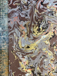 Image 6 of One-of-a-kind hand marbled paper  - Lace Agate on Brown