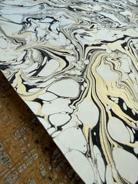 Image 2 of One-of-a-kind hand marbled paper  - Lace Agate on white with black