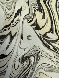 Image 3 of One-of-a-kind hand marbled paper  - Lace Agate on white with black