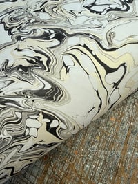 Image 1 of One-of-a-kind hand marbled paper  - Lace Agate on white with black