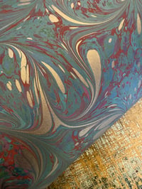 Image 1 of Hand Marbled 279gsm Colorplan CARD - one-of-a-kind 'Damask Swirl' 