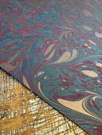Image 2 of Hand Marbled 279gsm Colorplan CARD - one-of-a-kind 'Damask Swirl' 