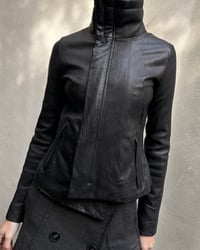 Image 8 of BLACK ASYMMETRICAL LEATHER JACKET