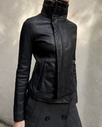 Image 7 of BLACK ASYMMETRICAL LEATHER JACKET