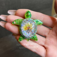 Image 3 of *Only One!* Yellow Flower Turtle Coverminder Magnet Charm