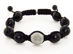 Image of Black Shamballa Macrame Bracelet Pave Diamonds 1.25ct