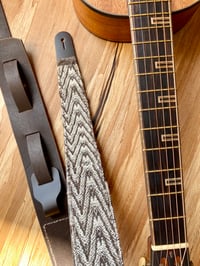Image 1 of LEATHER GUITAR STRAP WOVEN ZIGZAG