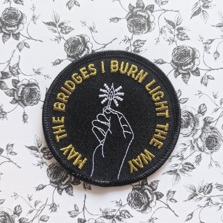 Image of Burning Bridges Iron On 3" Patch 