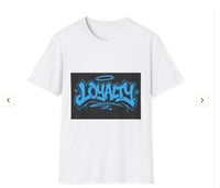 Loyalty Graffiti Tee — Urban Streetwear T-Shirt with Blue Tag Design
