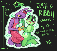 Image 1 of PREORDER | jax + ribbit 3 inch glow in the dark glitter charm 