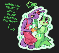 Image 2 of PREORDER | jax + ribbit 3 inch glow in the dark glitter charm 