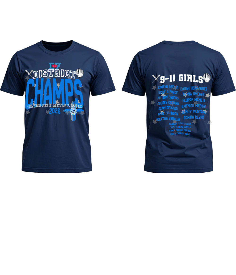 Image of 9-11 Girls District Champs SCLL Navy Gildan 50/50 Tee