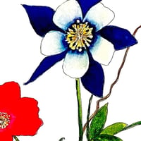 Image 4 of The Columbine Flower - Original Watercolor Painting
