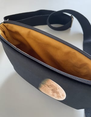 Image of Moon, crossbody velvet bag with canvas strap
