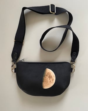 Image of Moon, crossbody velvet bag with canvas strap