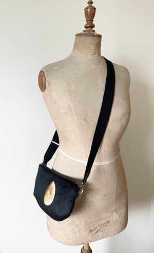 Image of Moon, crossbody velvet bag with canvas strap