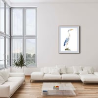 Image 5 of Original Great Blue Heron Watercolor Painting 32x46