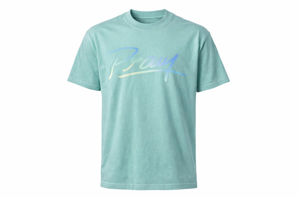 Image of Teal Faded Pray Tee