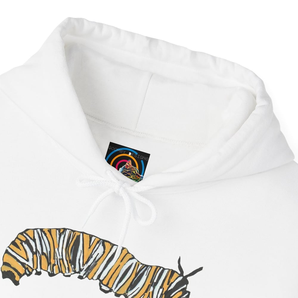 Image of Monarch Caterpillar Hoodie — Pollinator Garden Graphic for Butterfly Lovers