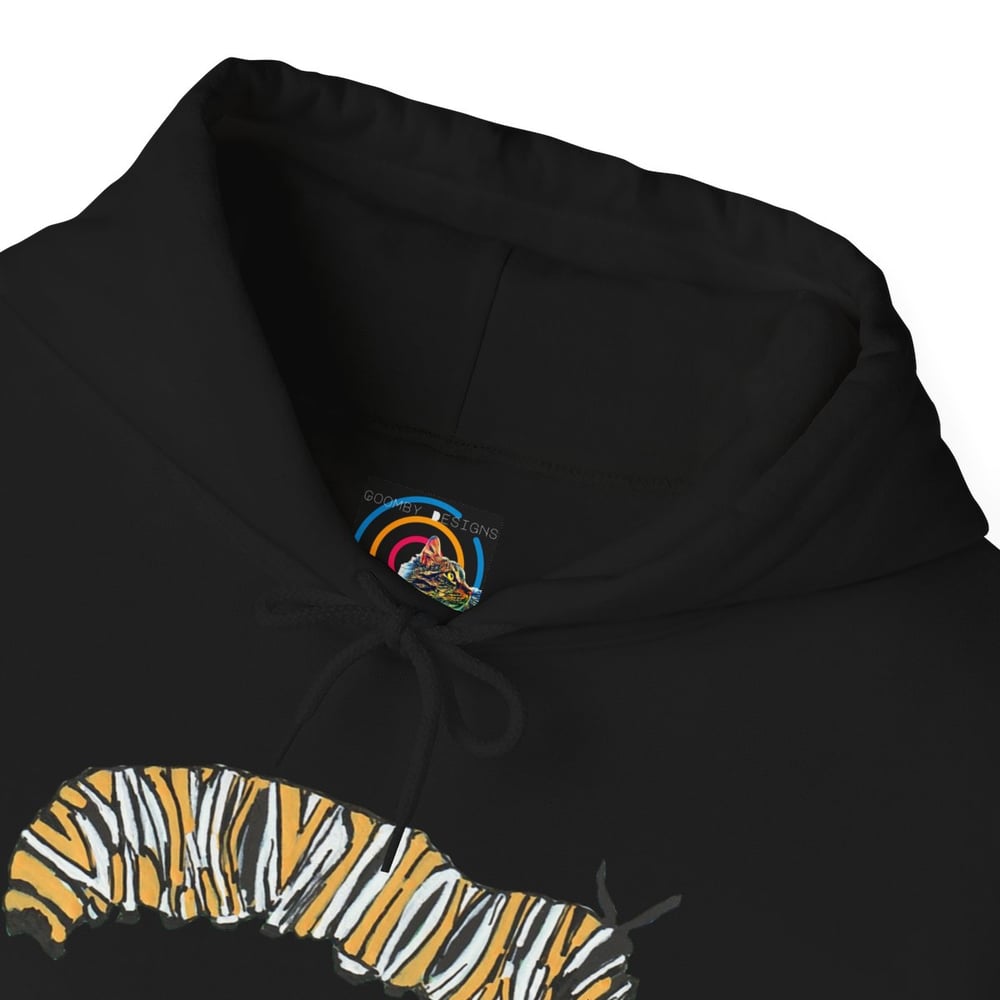 Image of Monarch Caterpillar Hoodie — Pollinator Garden Graphic for Butterfly Lovers