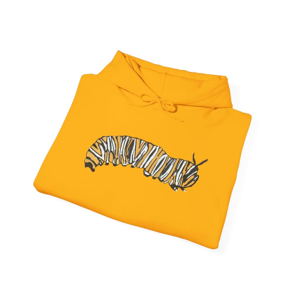 Image of Monarch Caterpillar Hoodie — Pollinator Garden Graphic for Butterfly Lovers