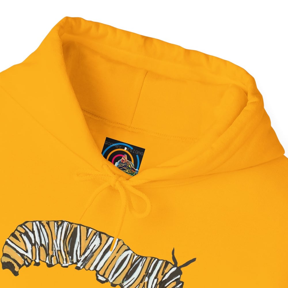 Image of Monarch Caterpillar Hoodie — Pollinator Garden Graphic for Butterfly Lovers