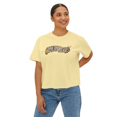 Image of Women's Boxy Tee — Hand-Painted Caterpillar Print