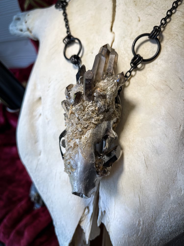 Image of Crystallized Skunk Skull - Chain Necklace