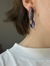 Image 2 of Glass Petals Earrings / Lavender & Ink Blue