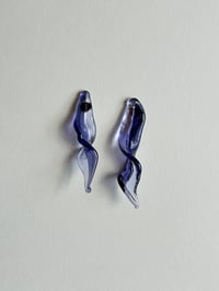 Image 1 of Glass Petals Earrings / Lavender & Ink Blue