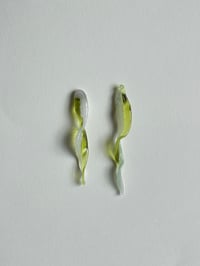 Image 3 of Glass Petals Earrings / Grass Green
