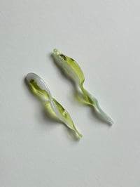 Image 1 of Glass Petals Earrings / Grass Green