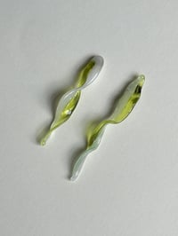 Image 4 of Glass Petals Earrings / Grass Green