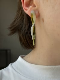 Image 2 of Glass Petals Earrings / Grass Green