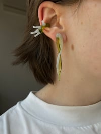 Image 5 of Glass Petals Earrings / Grass Green