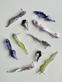 Image 4 of Glass Petals Earrings / Lavender & Ink Blue