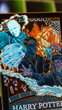 Image 3 of BOOK 5, ATRIUM DUEL VARIANT : 4" Poster Pin (Limited Edition 40)