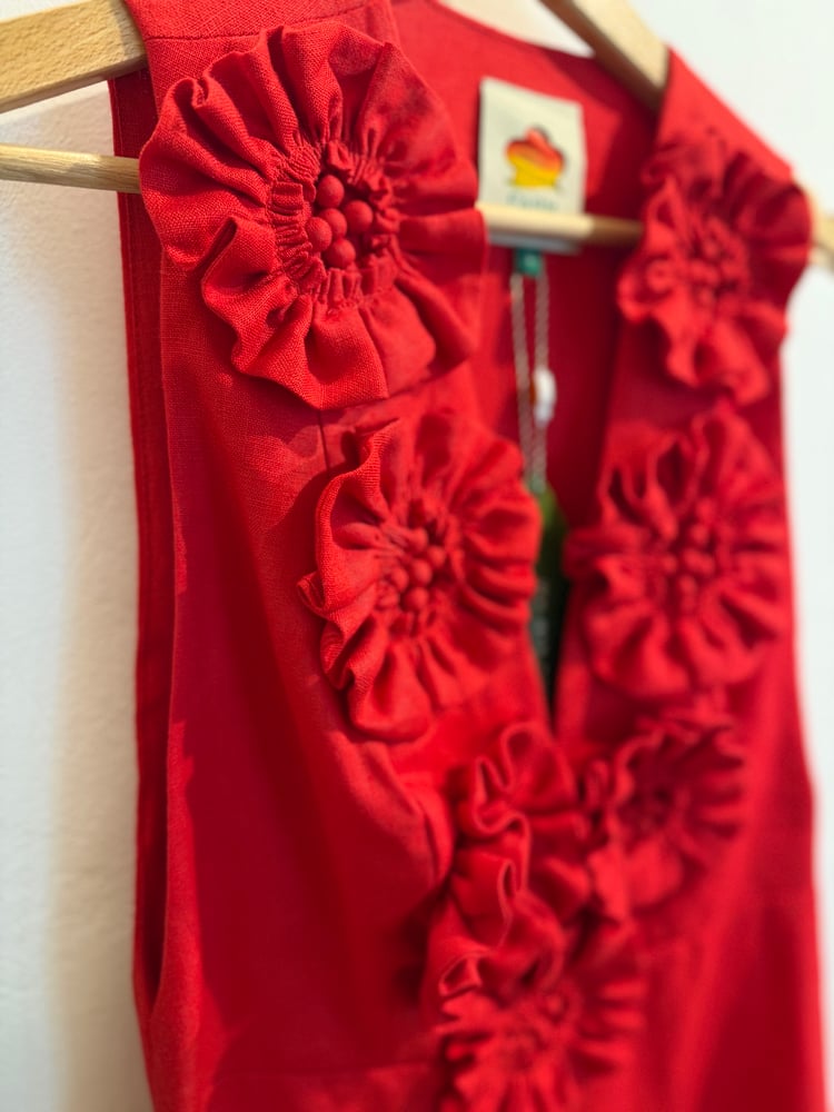 Image of Vestido flores rojas.