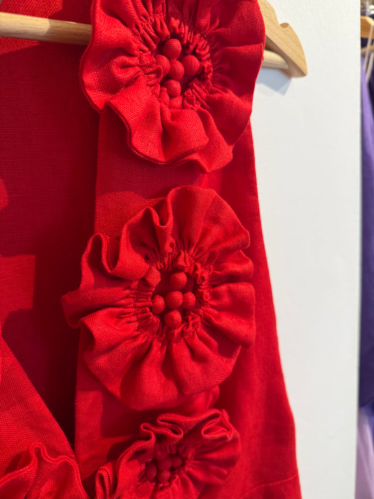 Image of Vestido flores rojas.