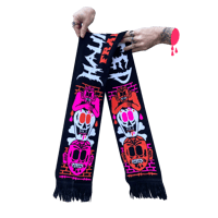 Image 1 of Haunted Skull Stack Knit Scarf