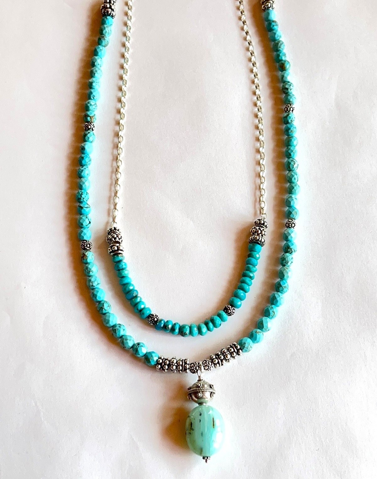 Delicate turquoise and sterling silver necklace