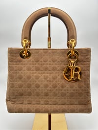 Image 1 of Christian Dior Lady Dior Beige Nylon Top Handle Bag