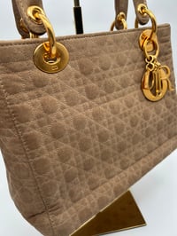 Image 2 of Christian Dior Lady Dior Beige Nylon Top Handle Bag
