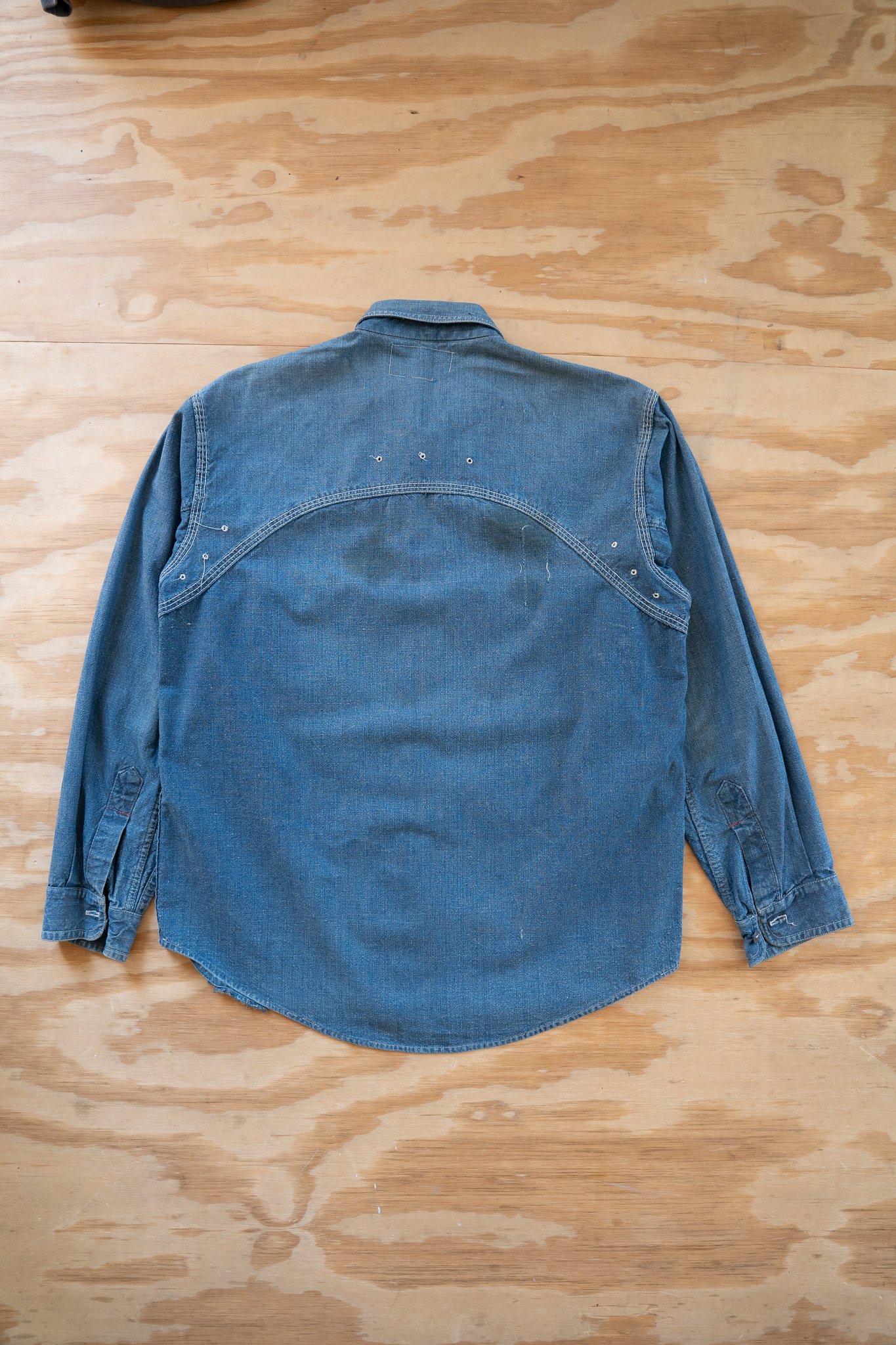 Image of Vintage Mushroom Embroidered Denim Work Shirt