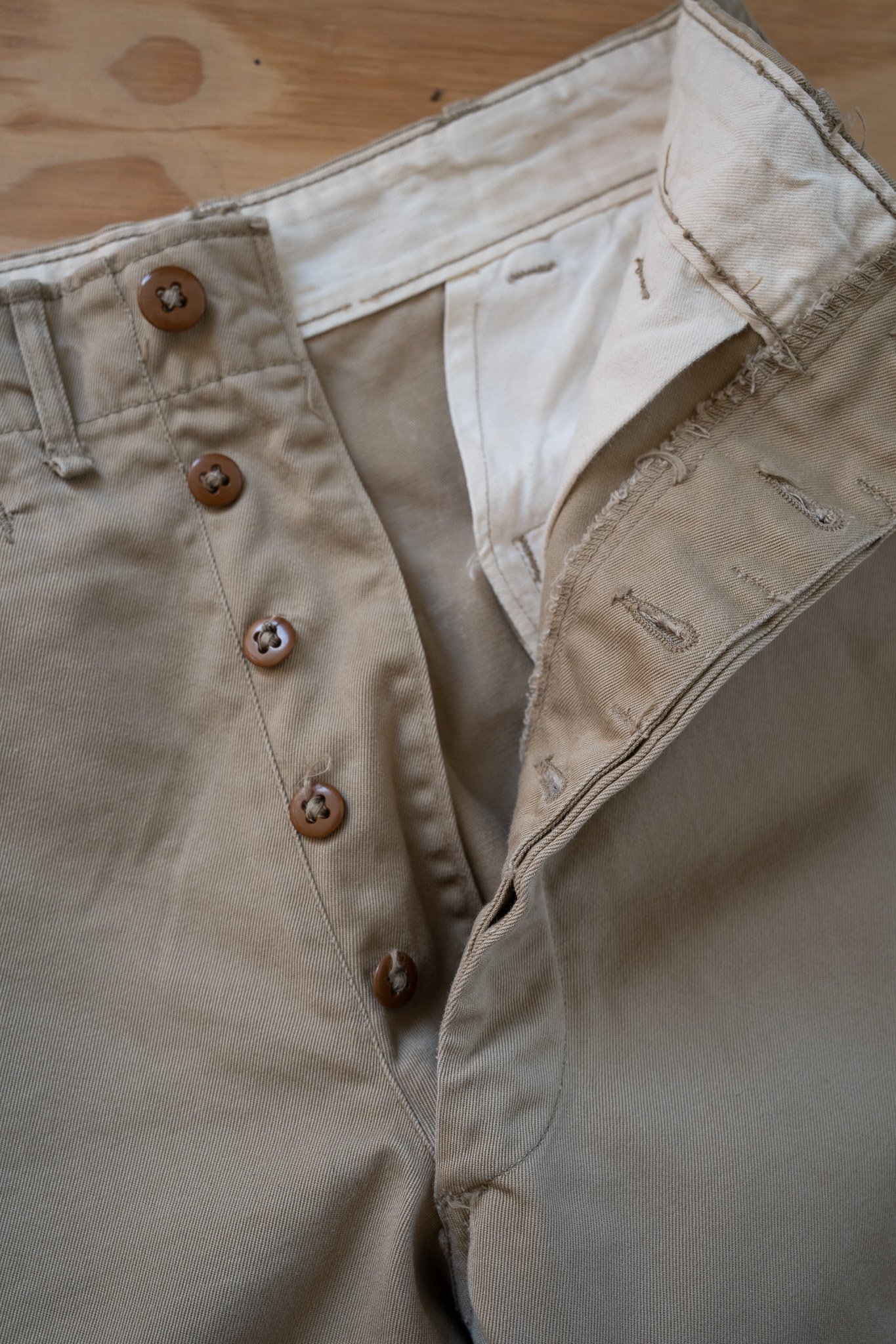 Image of Vintage Mid-Century Military Issue Khaki Drill Trousers