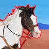 "Paint Horse Study" - Original Gouache Painting