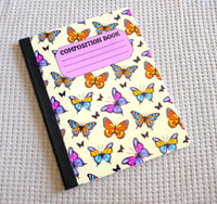 Image 1 of Custom Composition Book, Handmade, College, school, colorful, students, butterfly, colorful