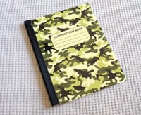 Image 1 of Custom Composition Book, Handmade, College, school, colorful, students, camo, boy